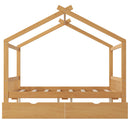 House Style Platform Bed With Headboard, Footboard, 2 Drawers, And Roof Design by HouseOfZazla