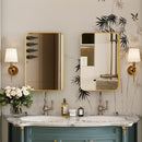 Recessed Metal Framed Medicine Cabinet With Mirror And Adjustable Shelves Wall Mirror With Storage For Bathroom by Unique Piece Furniture