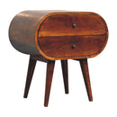Solid Wood Large Chestnut Circular Bedside Table