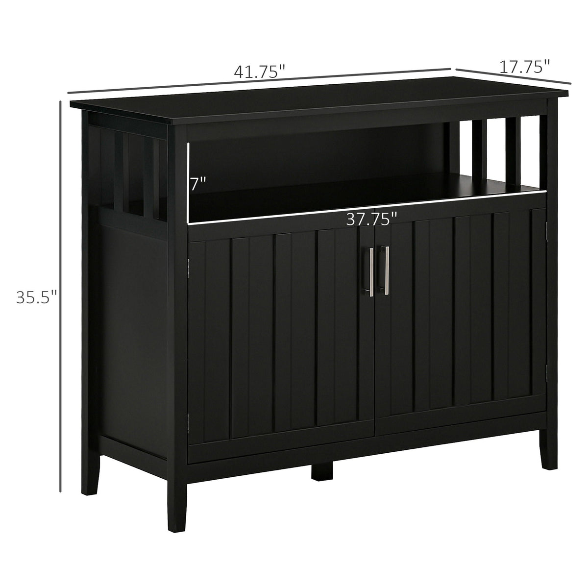 Homcom - Sideboard Buffet Cabinet, Kitchen Cabinet, Coffee Bar Cabinet With 2 Doors And Adjustable Shelves For Entryway Living Room - Black, photo 6 of 7