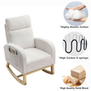 27.6"W Modern Accent High Backrest Living Room Lounge Arm Rocking Chair, Two Side Pocket, Teddy White (Ivory)