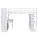 Loft Bed With Storage Drawers, Desk And Stairs With Shelves