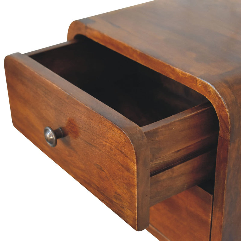Solid Wood Floating Mini Nightstand, 2-Drawers, Chestnut, photo 7 of 10