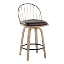 Riley - Farmhouse Fixed Height Counter Stool Round Footrest With Removable Cushion (Set of 2) - White Washed / Antique Copper / Brown by HouseOfZazla