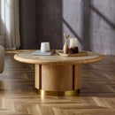 Round Coffee Table with Sturdy MDF Pedestal