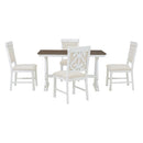 5-Piece Retro Dining Set, Rectangular Wooden Dining Table and 4 Upholstered Chairs for Dining Room and Kitchen (Brown+White)