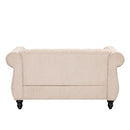 60" modern sofa Dutch plush upholstered sofa, solid wood legs, buttoned tufted backrest, beige