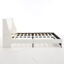 Wingback Upholstered Bed Frame With LED Lights, Charging Station