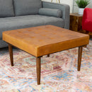Mark - Tufted Square Genuine Upholstered Ottoman by HouseOfZazla