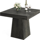 Square Dining Table For 4 With Thick Grain Top And Sturdy Pedestal Base - Gray by HouseOfZazla