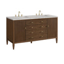 James Martin Myrrin 60" Double Bathroom Vanity, Mid-Century Walnut