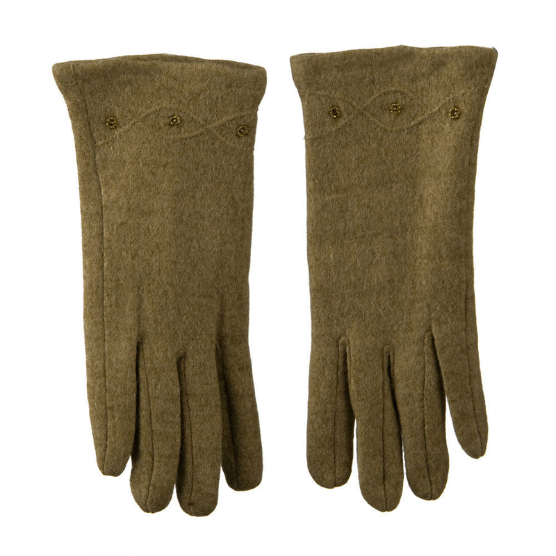 Ladies Cashmere Criss Cross Horizontal Stitching Beaded Glove