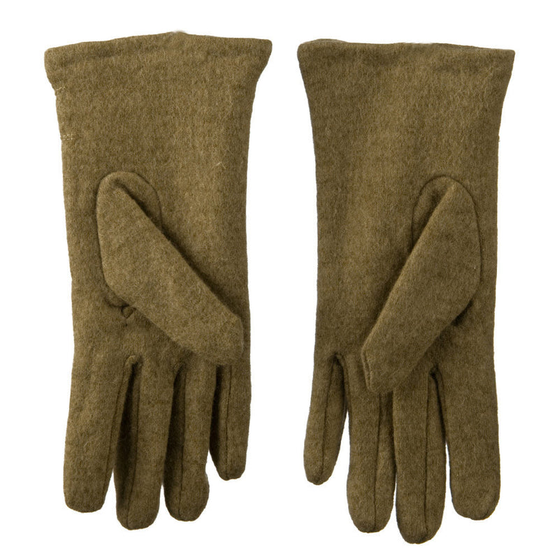 Ladies Cashmere Criss Cross Horizontal Stitching Beaded Glove