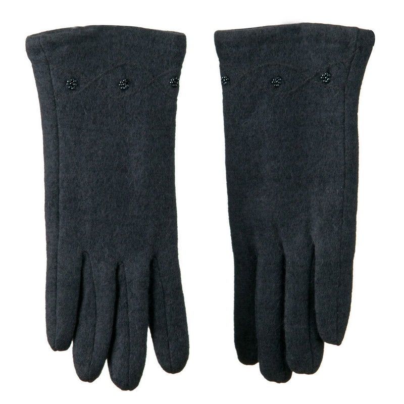 Ladies Cashmere Criss Cross Horizontal Stitching Beaded Glove