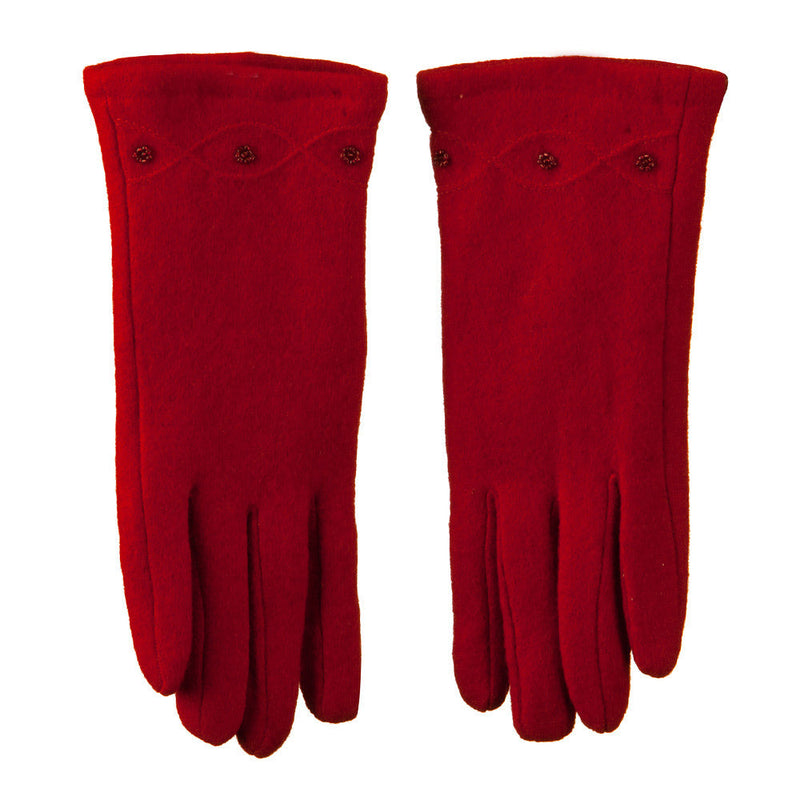 Ladies Cashmere Criss Cross Horizontal Stitching Beaded Glove