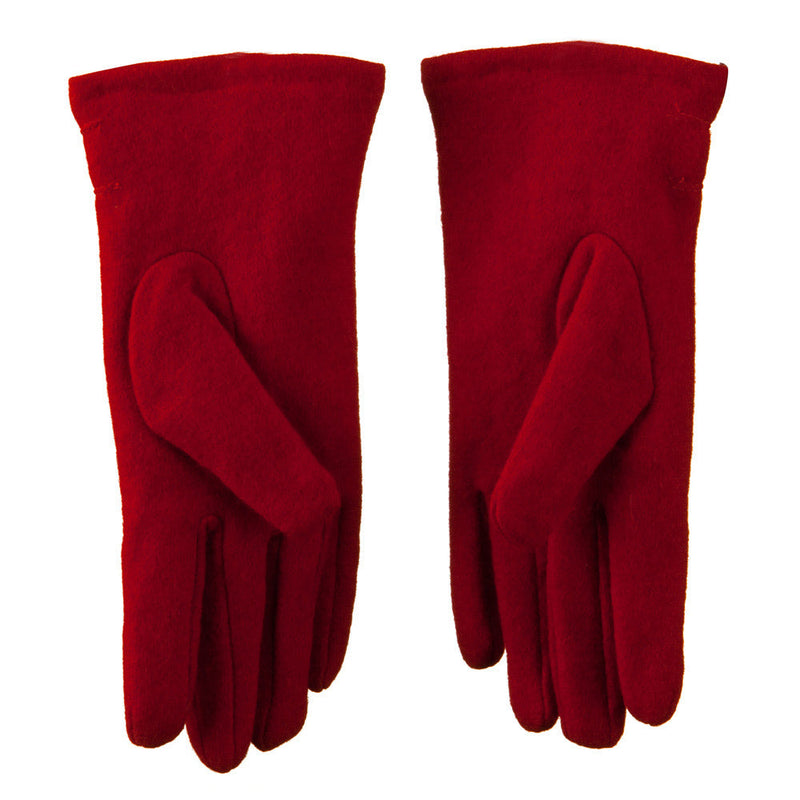 Ladies Cashmere Criss Cross Horizontal Stitching Beaded Glove