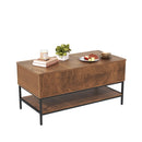 Rectangle Lift Top Coffee Table With Hidden Storage And Lower Shelf - Brown by HouseOfZazla