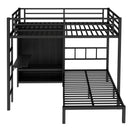 Full XL Over Twin Metal Bunk Bed with Folding Desk and Closet