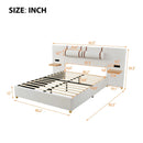 Upholstered Platform Bed, 2 Outlets And USB Charging Ports On Both Sides, 2 Bedside Pillows, Storage Shelves by HouseOfZazla