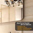 Rounded Corner Rectangle Bathroom Mirror For Wall Metal Frame Wall Mounted Bathroom Mirror Vanity Bathroom Mirror (Horizontal & Vertical) by HouseOfZazla