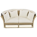 Outdoor Patio Daybed Wicker Rattan Double Daybed Round Sofa Furniture Set With Retractable Canopy, 4 Pillows For Lawn Garden by HouseOfZazla