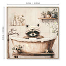 Raccoon Bathroom Canvas Wall Art, Framed - Black / Ivory by HouseOfZazla