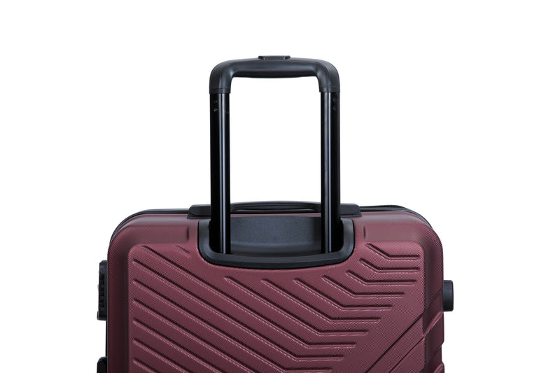 3 Piece Luggage Sets ABS Lightweight Suitcase with Two Hooks, Spinner Wheels, TSA Lock, (20/24/28) Wine Red