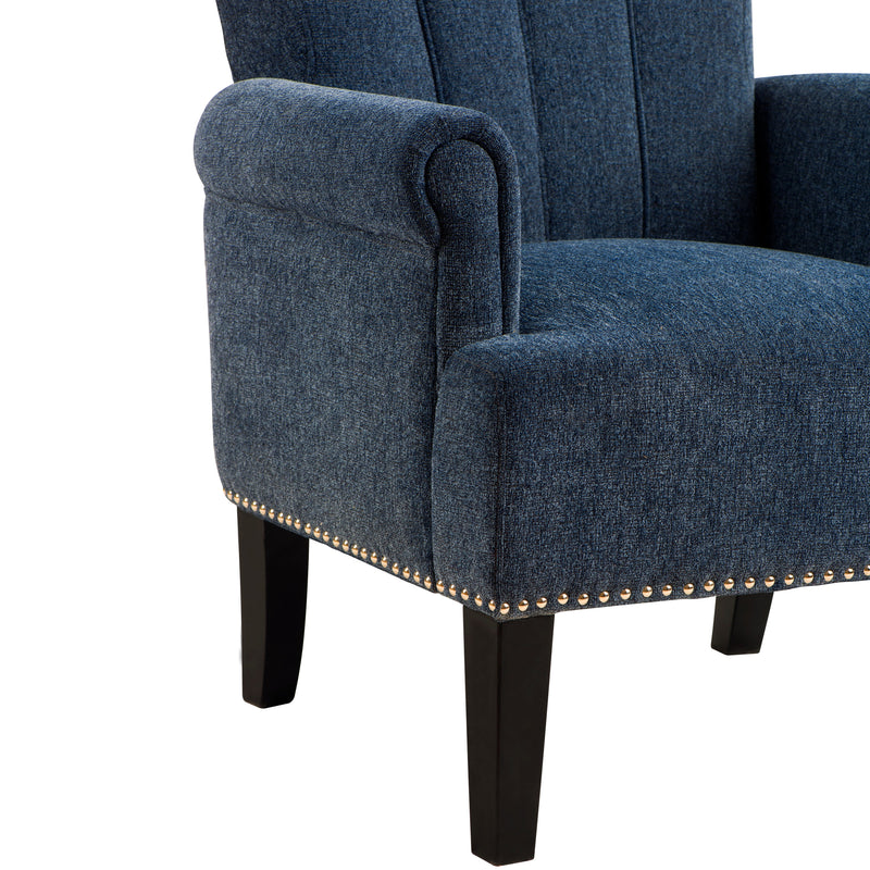 Accent Rivet Tufted Polyester Armchair, Navy Blue