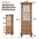 Rustic Wooden Storage Cabinet with Decorative Cutout Door & 3 Drawers