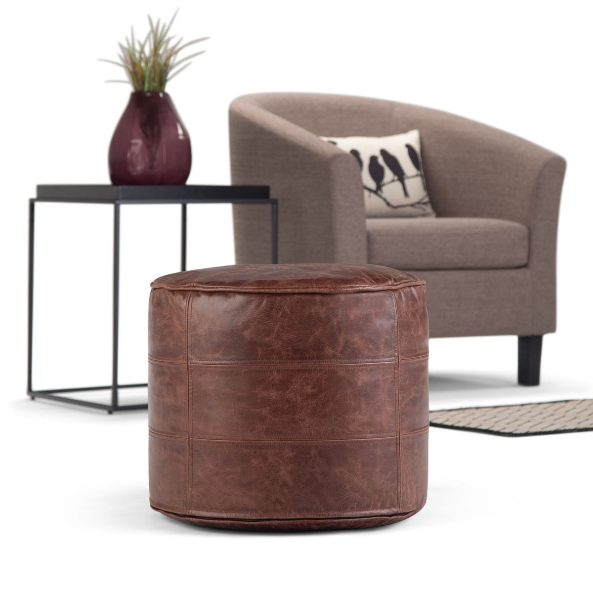 Connor - Handcrafted Round Pouf, photo 21 of 24