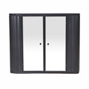 Black Wall-Mounted Bathroom Cabinet with Mirror, 2 Mirrored Doors & Open Shelf