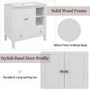 30" Bathroom Vanity with Sink, Bathroom Storage Cabinet with Doors and Drawers, Solid Wood Frame, Ceramic Sink, White