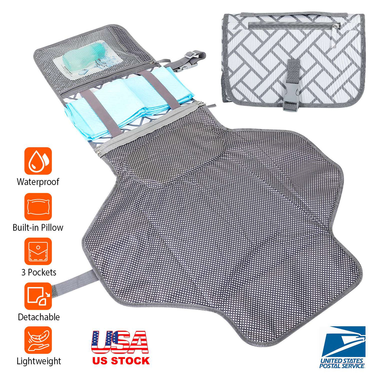 Foldable Baby Diaper Changing Pad Portable Diaper Changing Station Waterproof Nappy Changing Travel Mat, photo 4 of 8