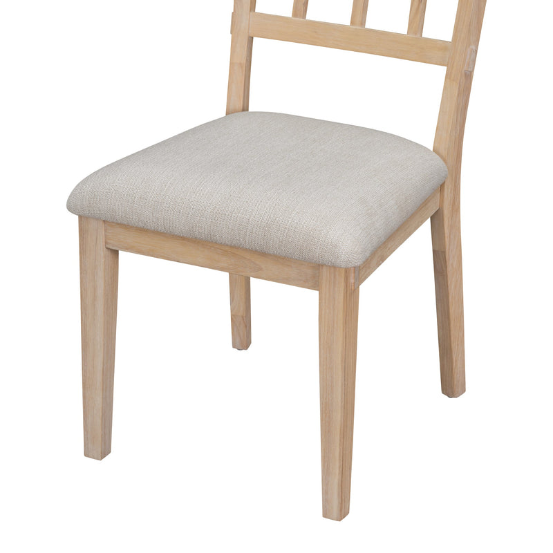 5-Piece Dining Table Set, 44" Round Dining Table with Curved Bench & Side Chairs for 4-5 People for Dining Room and Kitchen (Natural Wood Wash)