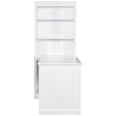 83.4"Tall Bookshelf &Writting Desk Suite,Modern Bookcase Suite with LED Lighting, Drawers,Study Desk and Open Shelves,2-Piece Set Storage Bookshelf for Living Room,Home Office,Study room,White