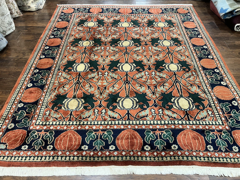 Indo Persian Bidjar Rug 8x10, Red and Black, Handmade Vintage Wool Carpet