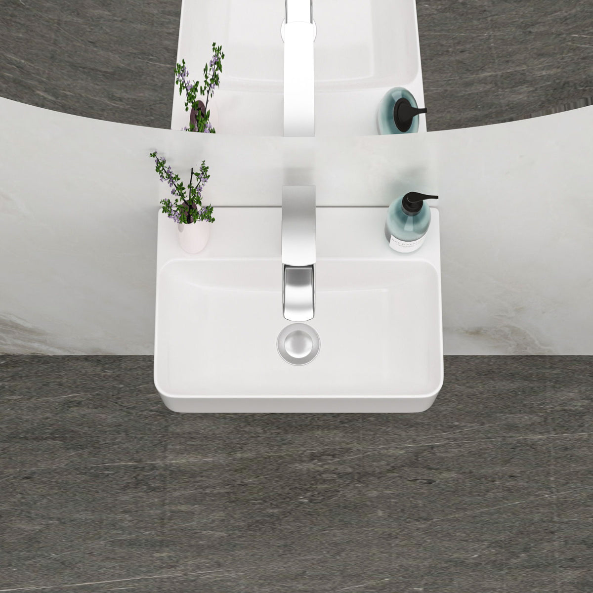 Ceramic Rectangle Wall Mount Bathroom Sink With Single Faucet Hole, photo 18 of 20