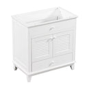 30" Bathroom Vanity Base without Sink, Bathroom Cabinet with Two Doors and One Drawer, White