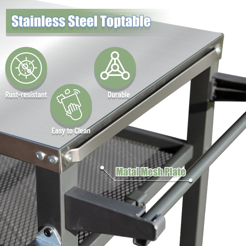 3-Shelf Outdoor Grill Table with Wheels, photo 2 of 6