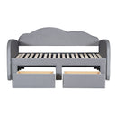 Upholstered Daybed With Cloud-Shaped Backrest, Trundle & 2 Drawers And USB Ports