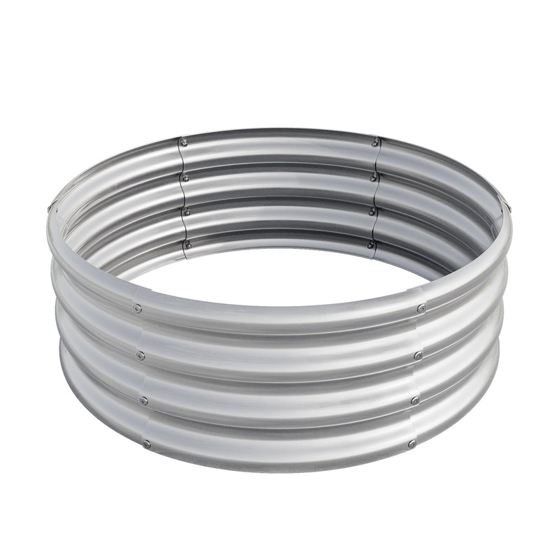 32.08x11.4" Tall Round Raised Garedn Bed, Metal Raised Beds for Vegetables, Outdoor Garden Raised Planter Box, Backyard Patio Planter Raised Beds for Flowers, Herbs, Fruits Silver