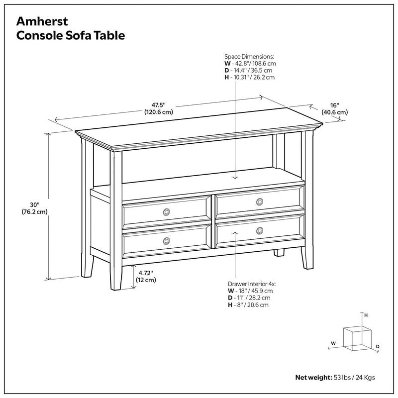Amherst - Console Sofa Table, Handcrafted, photo 6 of 7