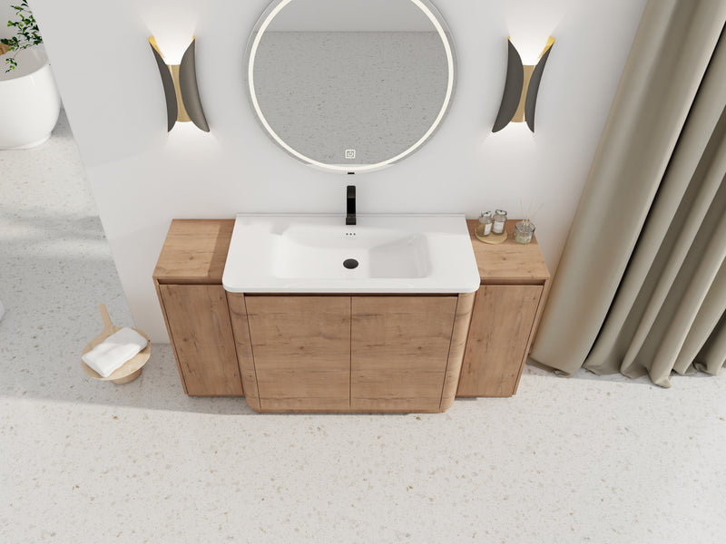 64'' Freestanding Bathroom Vanity with Ceramic Sink, photo 7 of 10