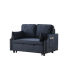 50" Velvet Upholstered Sleeper Sofa bed with Side Storage Pockets, Nailhead Design, 2-Seater Sofa with 2 Pillows and removeable Backrest Pull-out Sofa Bed for Small Spaces in Living Rooms