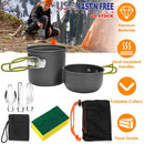 8Pcs Camping Cooking Ware Set Camping Stove Cookware Set Aluminum Pot Foldable Knife Fork Spoon Set for Hiking Picnic Outdoor