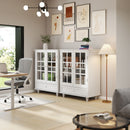 Minimalist Buffet Cabinet With Double Glass Doors And Drawer by HouseOfZazla