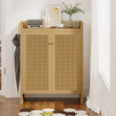 Rattan Shoe Cabinet with Doors, 6-Tier Storage Organizer