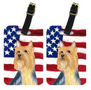 USA American Flag with Silky Terrier Luggage Tag