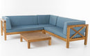 Brava X-Back 4-Piece Sofa Set, Blue by HouseOfZazla
