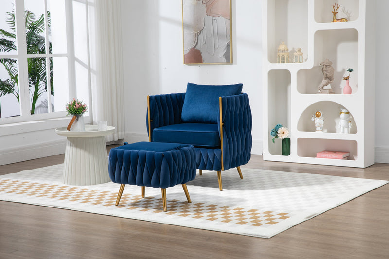 Accent Chair with Storage Ottoman Chair Tufted Barrel Chair Set Arm Chair for Living Room Bedroom